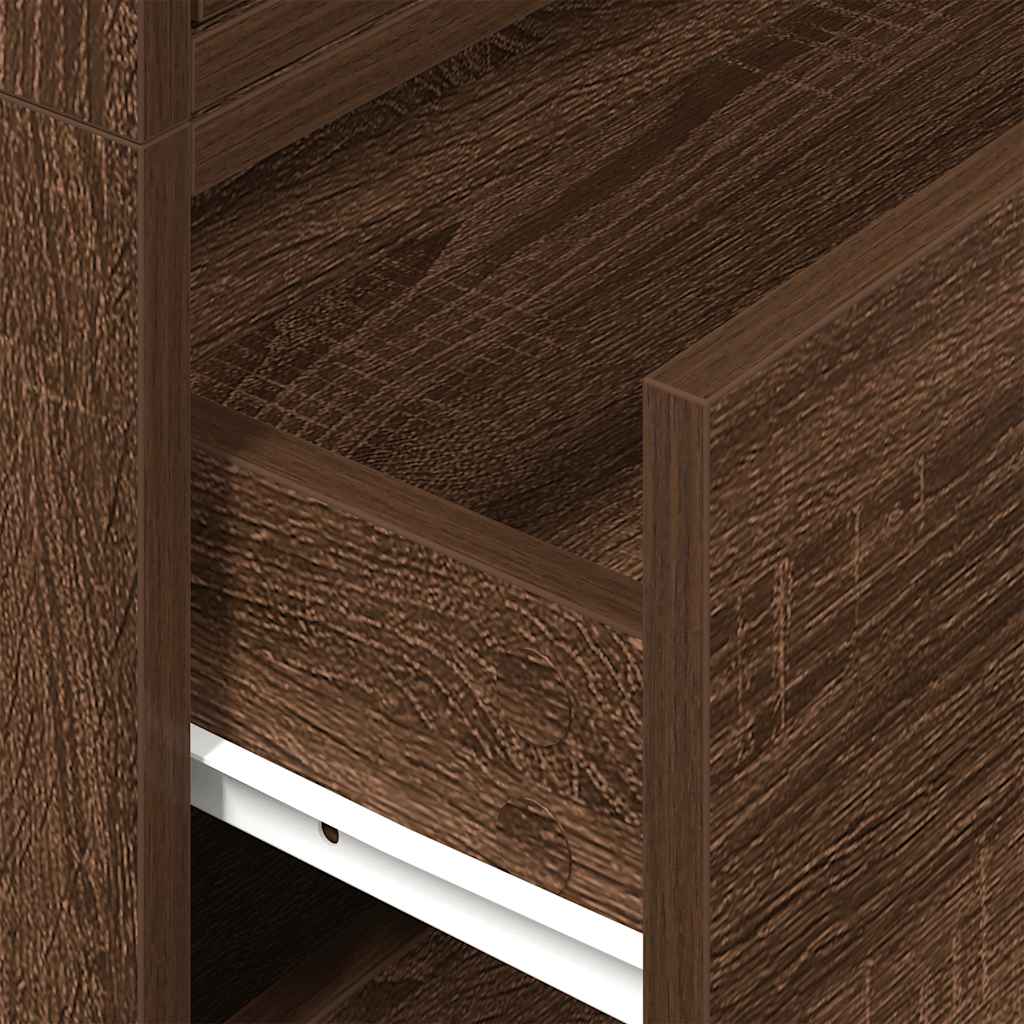 Cabinets with 2 drawers 2 pcs oak brown engineered wood