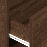 Cabinets with 2 drawers 2 pcs oak brown engineered wood