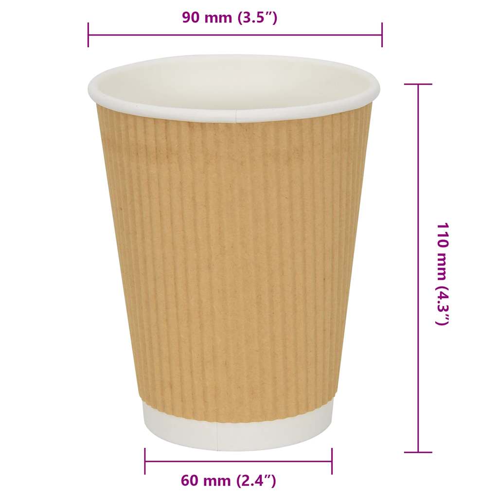 Tasses à café en papier 500 pcs 12oz 300ml marron