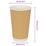 Tasses à café en papier 500 pcs 16oz 400ml marron