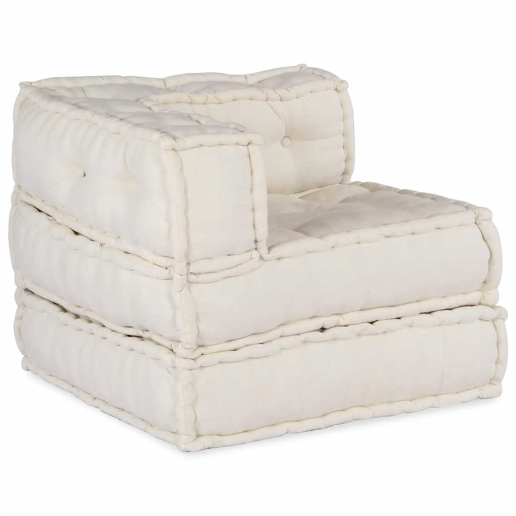 Pouf modulaire crème 70x70x54 tissu