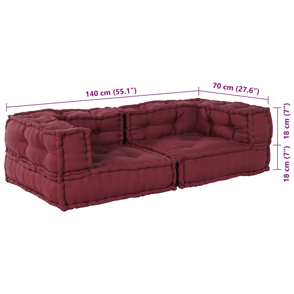 Pouf modulaire marron 140x70x36 tissu