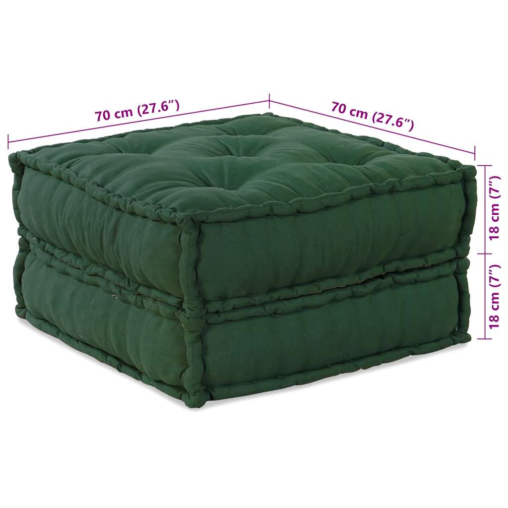 Pouf modulaire vert 70x70x36 tissu