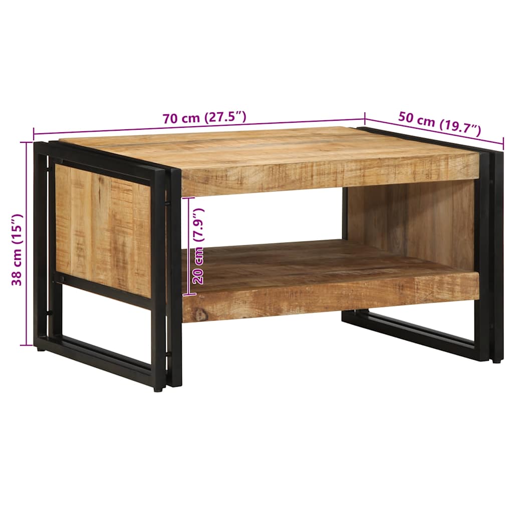 Table basse 70x50x38 cm bois de manguier massif brut