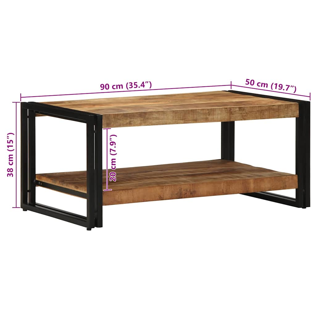 Table basse 90x50x38 cm bois de manguier massif brut