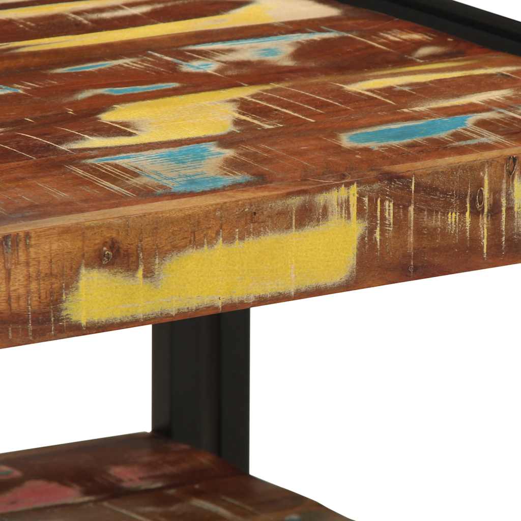 Table basse multicolore 50x50x38 cm bois de récupération massif