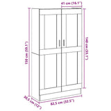 Buffet haut vieux bois 82,5x30,5x150 cm bois d'ingénierie