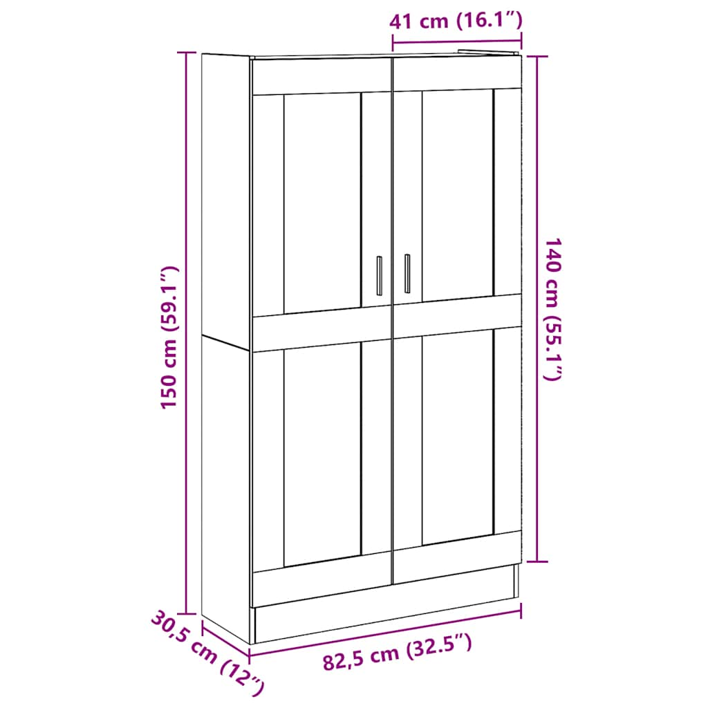 Handgefertigtes hohes Sideboard aus Eiche, 82,5 x 30,5 x 150 cm, Holzwerkstoff