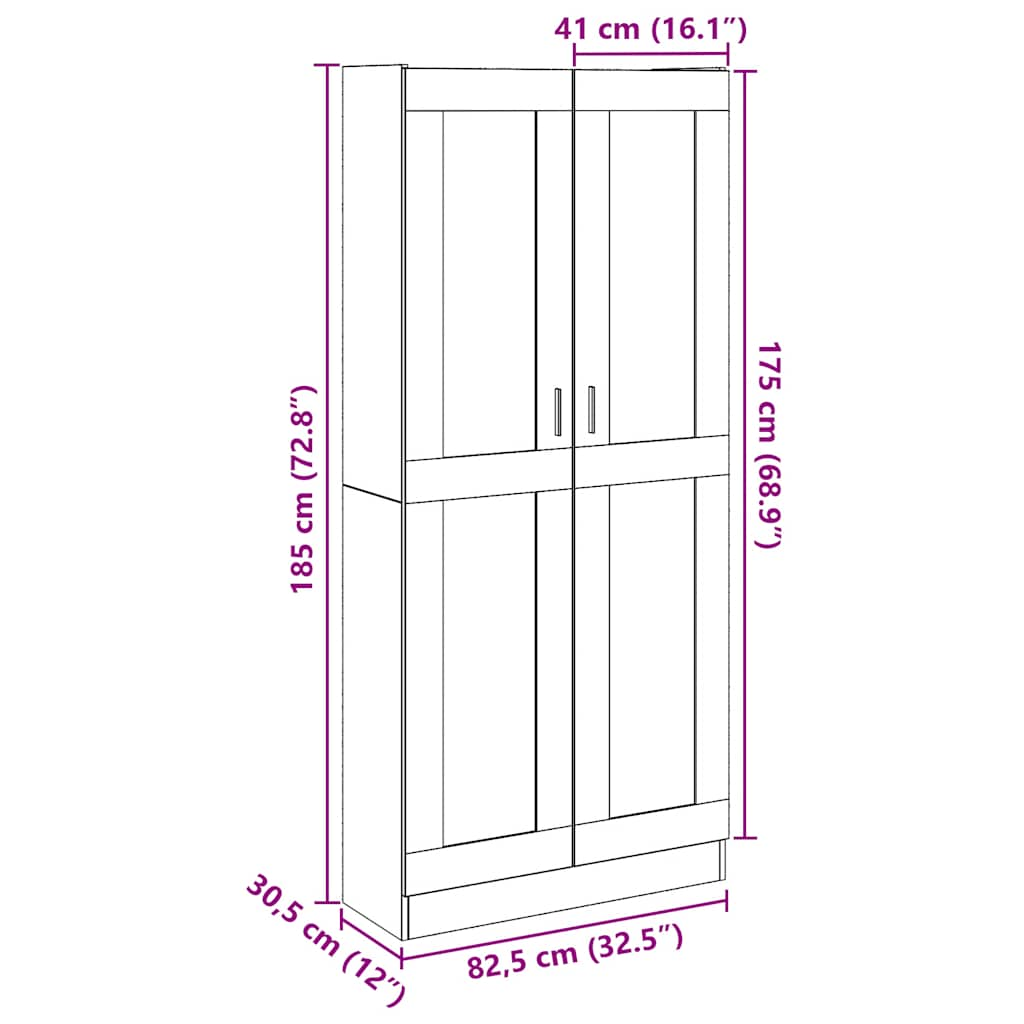 Buffet haut vieux bois 82,5x30,5x185 cm bois d'ingénierie