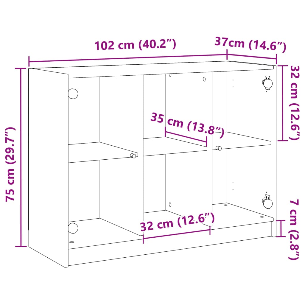 Buffet vieux bois 102x37x75,5 cm bois d'ingénierie