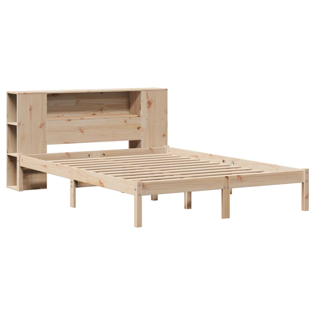 Lit bibliothèque sans matelas 140x190 cm bois de pin massif