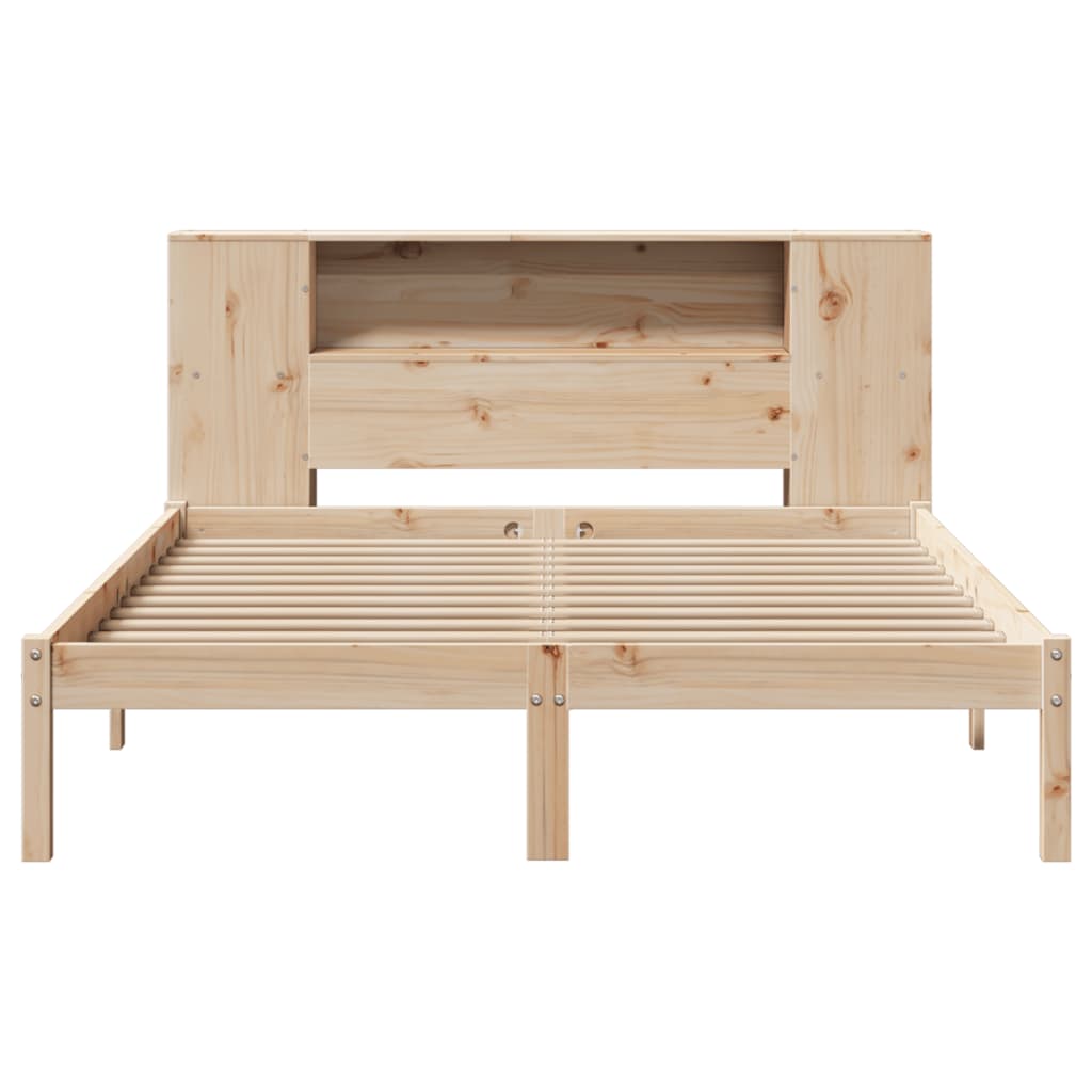 Lit bibliothèque sans matelas 140x190 cm bois de pin massif