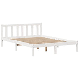 Lit bibliothèque sans matelas blanc 135x190 cm bois pin massif