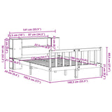 Lit bibliothèque sans matelas blanc 135x190 cm bois pin massif