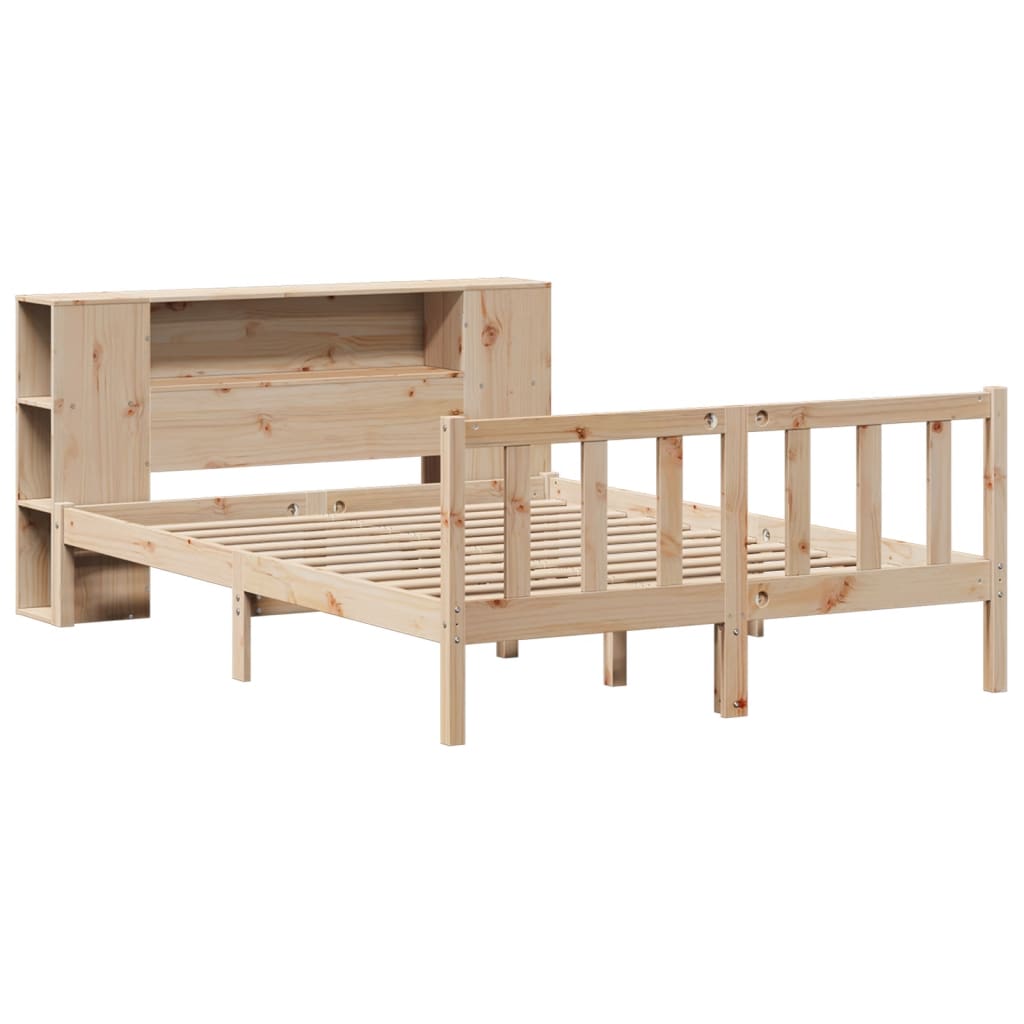 Lit bibliothèque sans matelas 140x190 cm bois de pin massif