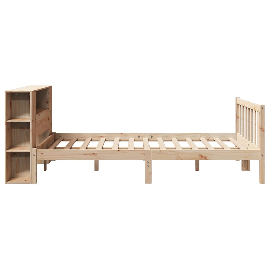 Lit bibliothèque sans matelas 140x190 cm bois de pin massif