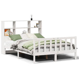 Lit bibliothèque sans matelas blanc 135x190 cm bois pin massif