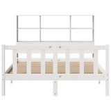 Lit bibliothèque sans matelas blanc 135x190 cm bois pin massif