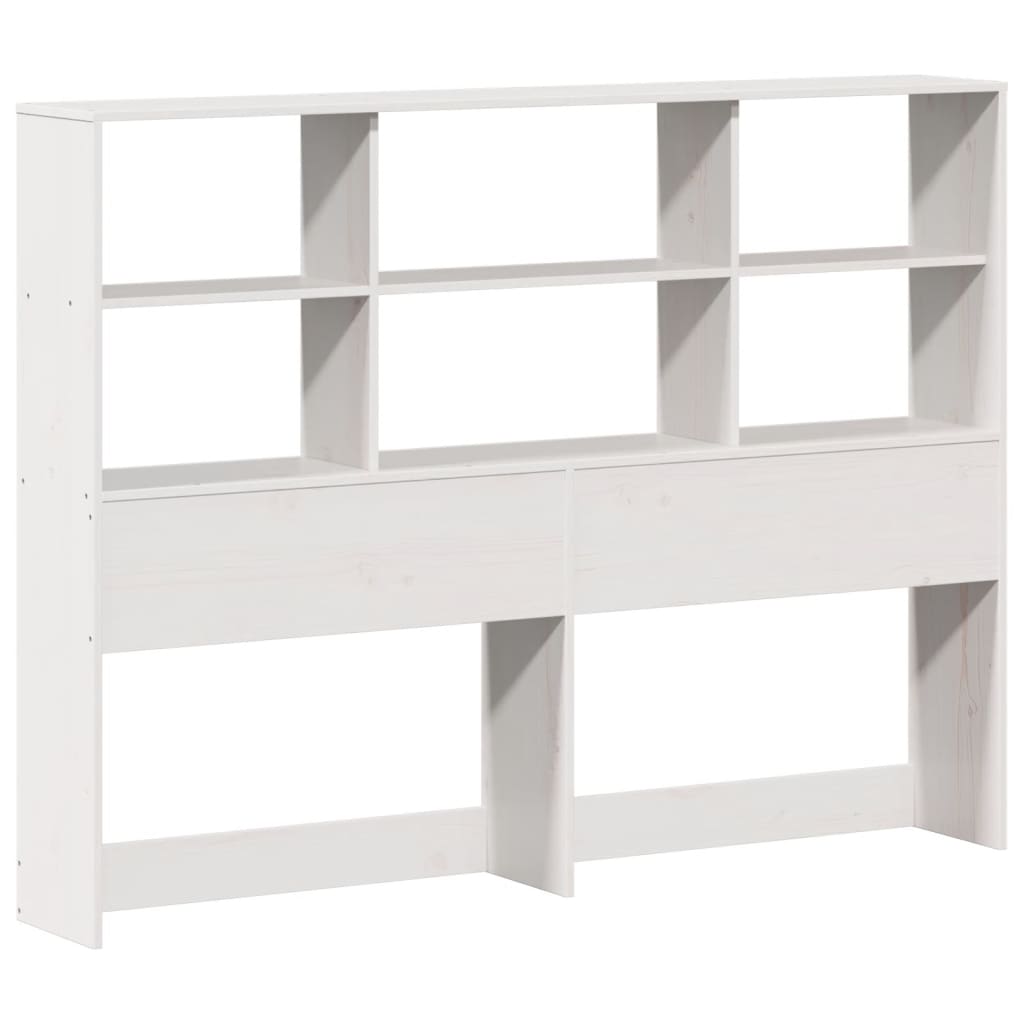 Lit bibliothèque sans matelas blanc 135x190 cm bois pin massif