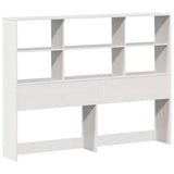 Lit bibliothèque sans matelas blanc 135x190 cm bois pin massif