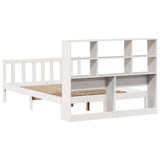 Lit bibliothèque sans matelas blanc 135x190 cm bois pin massif