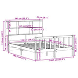 Lit bibliothèque sans matelas blanc 135x190 cm bois pin massif