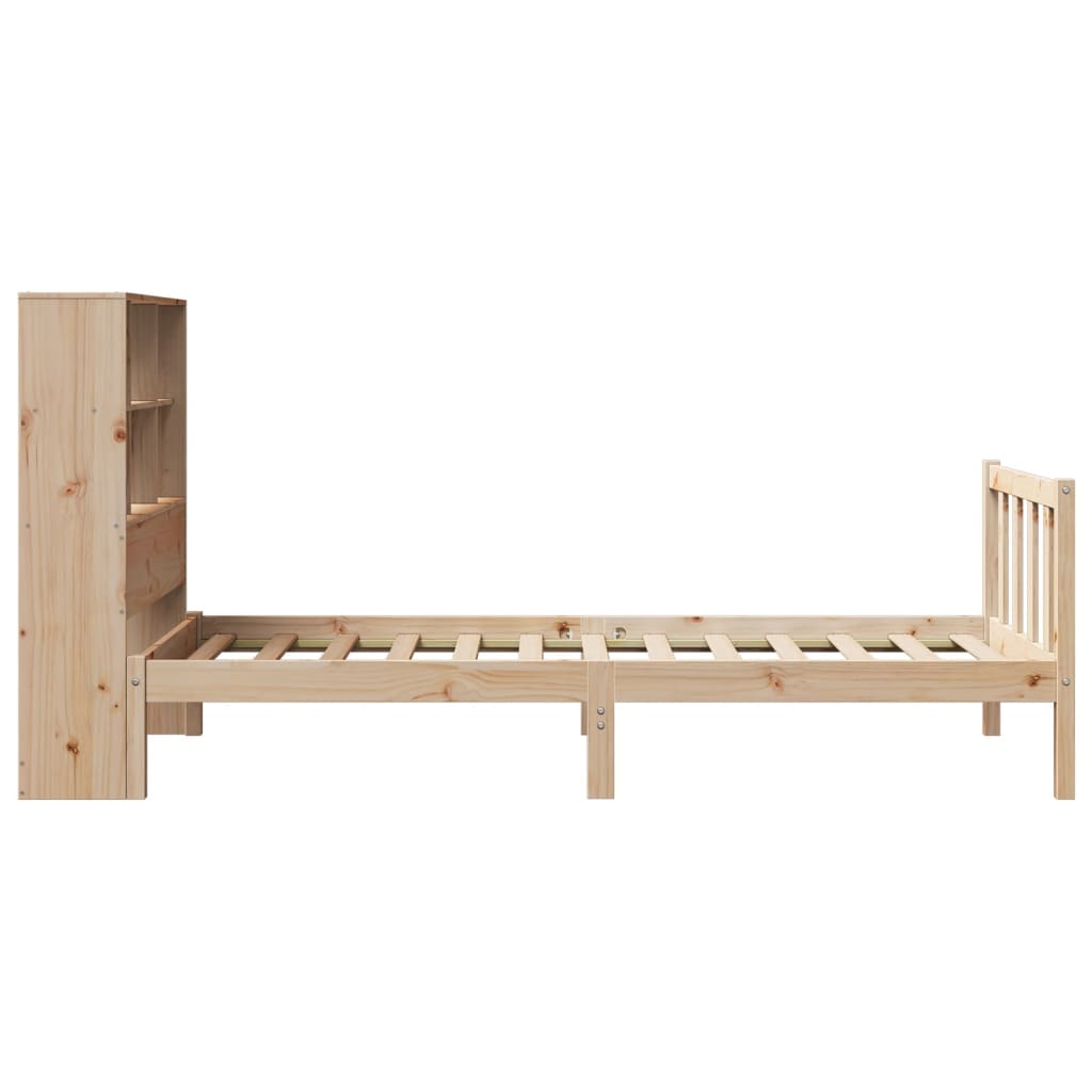 Lit bibliothèque sans matelas 100x200 cm bois massif de pin