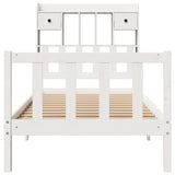 Lit bibliothèque sans matelas blanc 75x190cm bois de pin massif