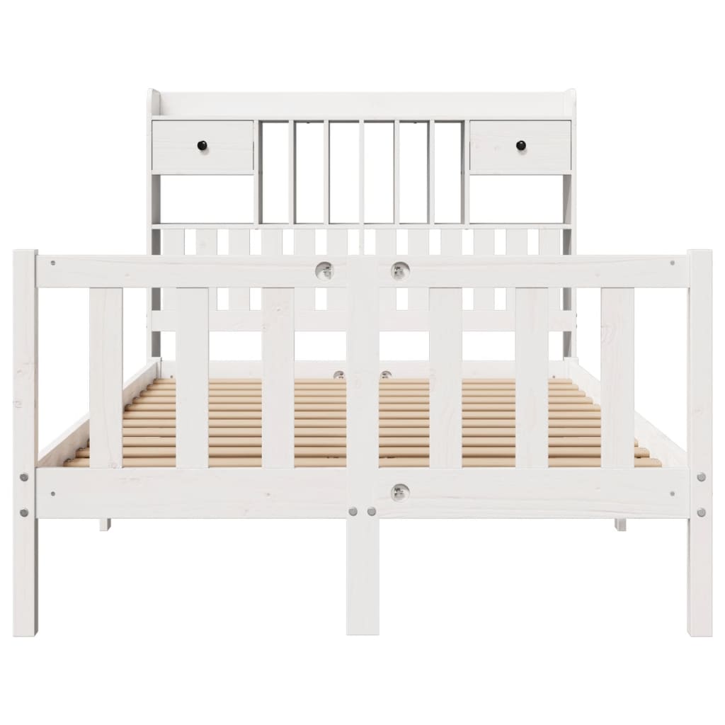 Lit bibliothèque sans matelas blanc 120x190 cm bois pin massif