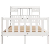 Lit bibliothèque sans matelas blanc 120x190 cm bois pin massif