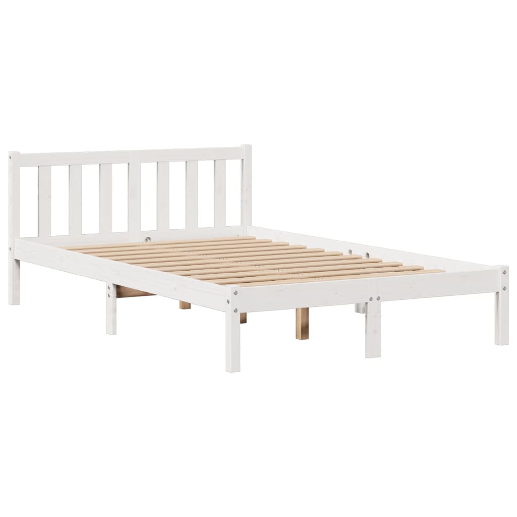 Lit bibliothèque sans matelas blanc 120x190 cm bois pin massif