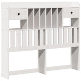 Lit bibliothèque sans matelas blanc 120x190 cm bois pin massif