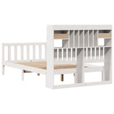 Lit bibliothèque sans matelas blanc 120x190 cm bois pin massif