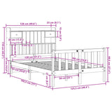 Lit bibliothèque sans matelas blanc 120x190 cm bois pin massif