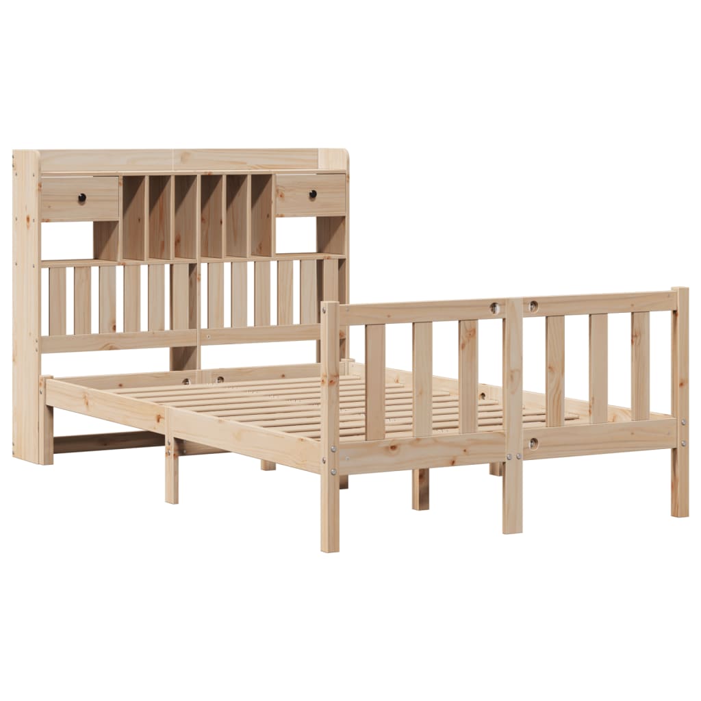 Lit bibliothèque sans matelas 135x190 cm bois de pin massif