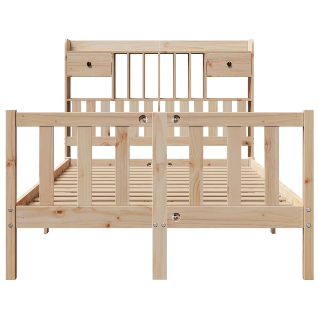 Lit bibliothèque sans matelas 135x190 cm bois de pin massif