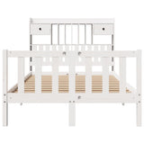 Lit bibliothèque sans matelas blanc 135x190 cm bois pin massif