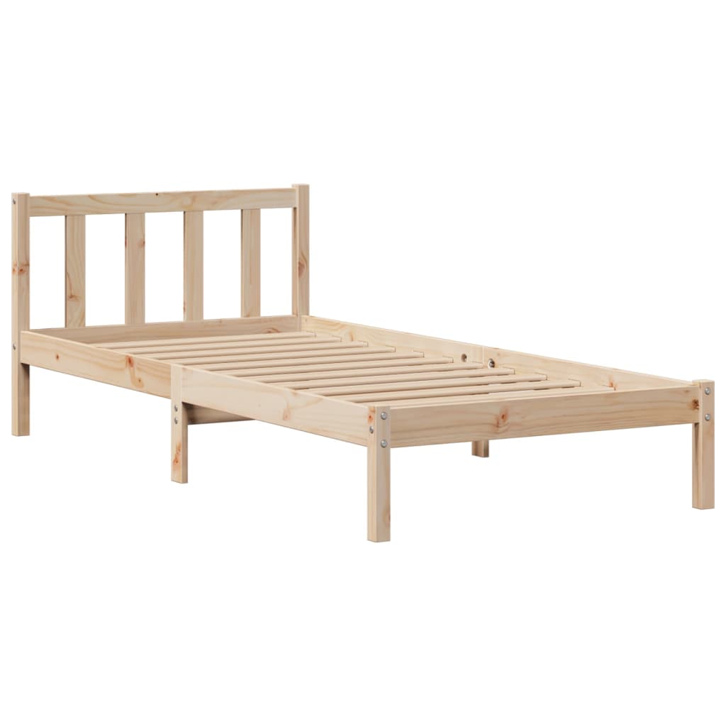 Lit bibliothèque sans matelas 100x200 cm bois massif de pin