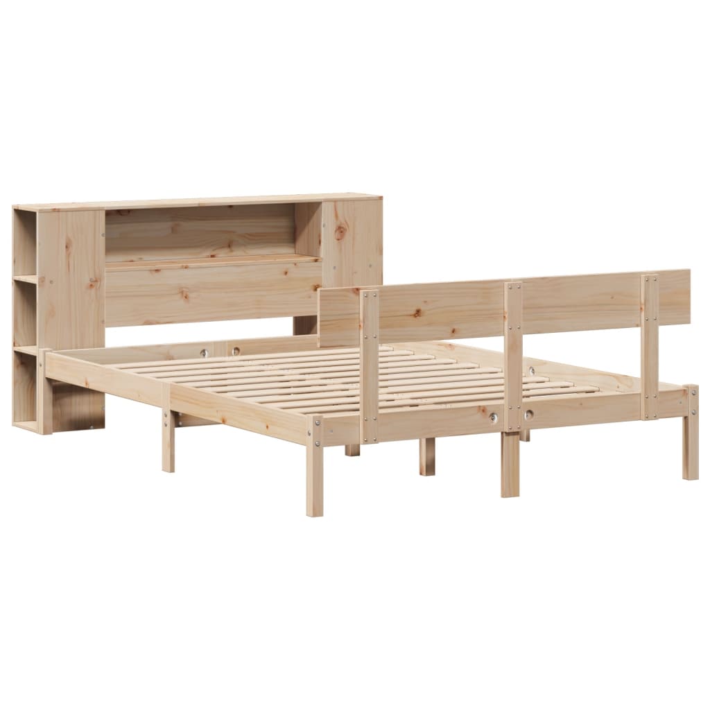 Lit bibliothèque sans matelas 140x190 cm bois de pin massif