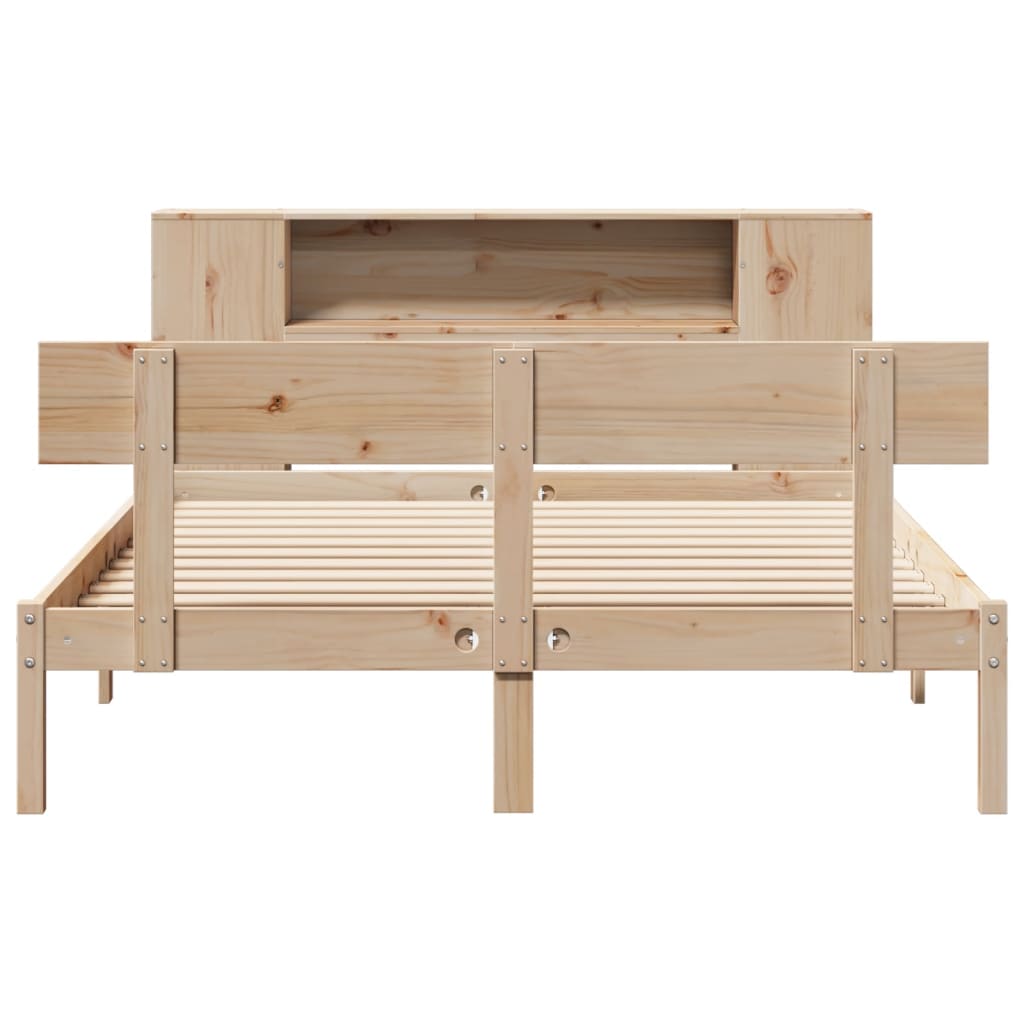 Lit bibliothèque sans matelas 140x190 cm bois de pin massif