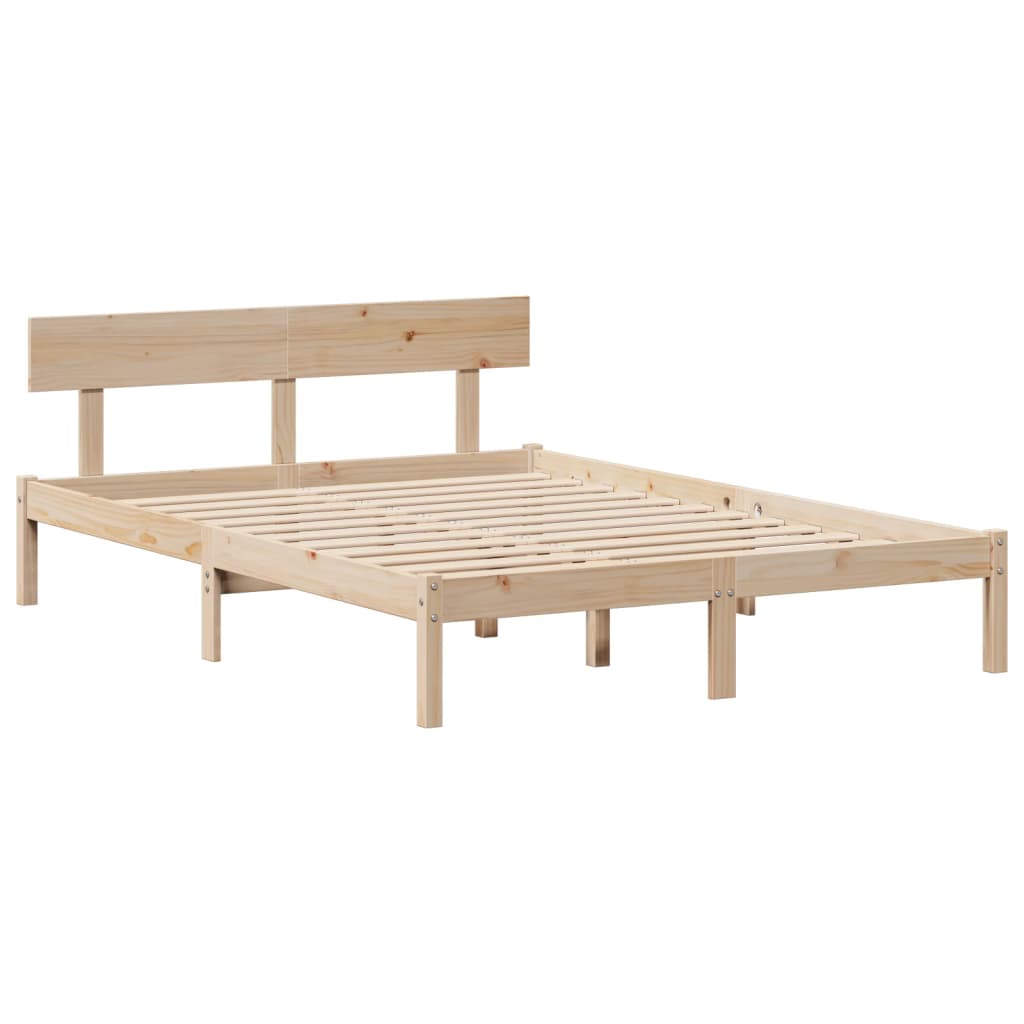 Lit bibliothèque sans matelas 140x190 cm bois de pin massif