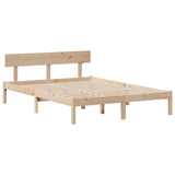 Lit bibliothèque sans matelas 140x200 cm bois massif de pin