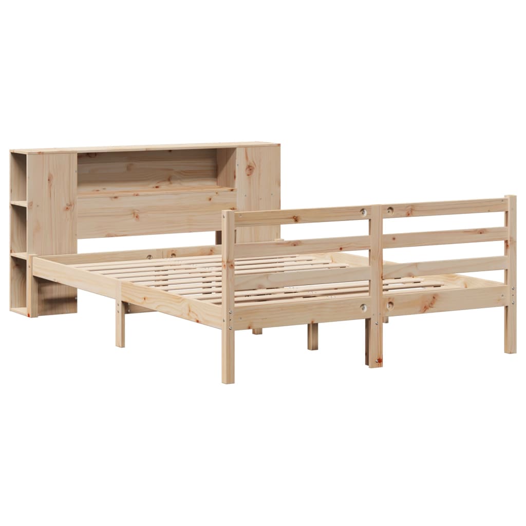 Lit bibliothèque sans matelas 140x190 cm bois de pin massif