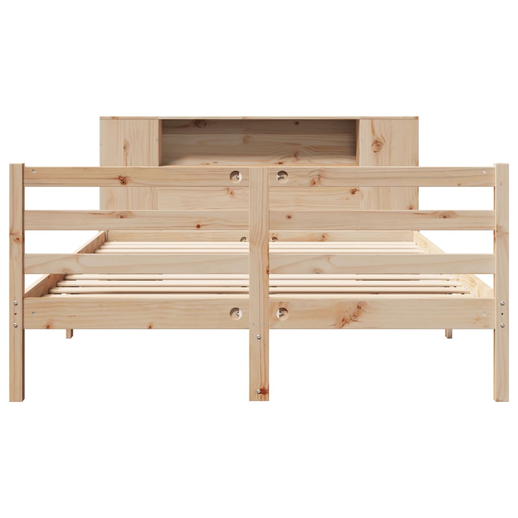 Lit bibliothèque sans matelas 140x190 cm bois de pin massif