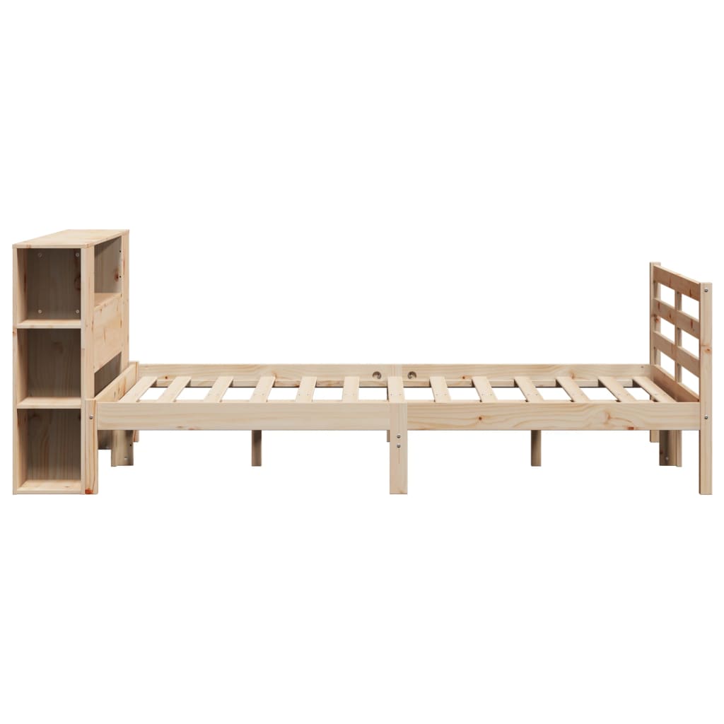 Lit bibliothèque sans matelas 140x190 cm bois de pin massif