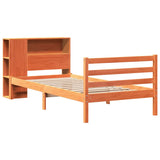 Lit bibliothèque sans matelas cire marron 100x200cm bois massif