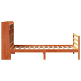 Lit bibliothèque sans matelas cire marron 100x200 cm pin massif