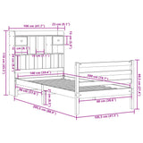 Lit bibliothèque sans matelas cire marron 100x200 cm pin massif