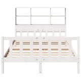 Lit bibliothèque sans matelas blanc 135x190 cm bois pin massif