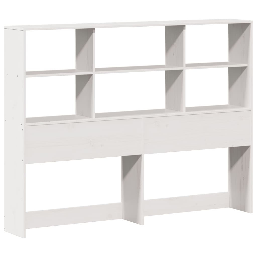 Lit bibliothèque sans matelas blanc 135x190 cm bois pin massif